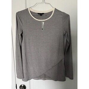 Banana Republic Women's Extra Small XS Long Sleeve Knit Shirt Black/White Stripe